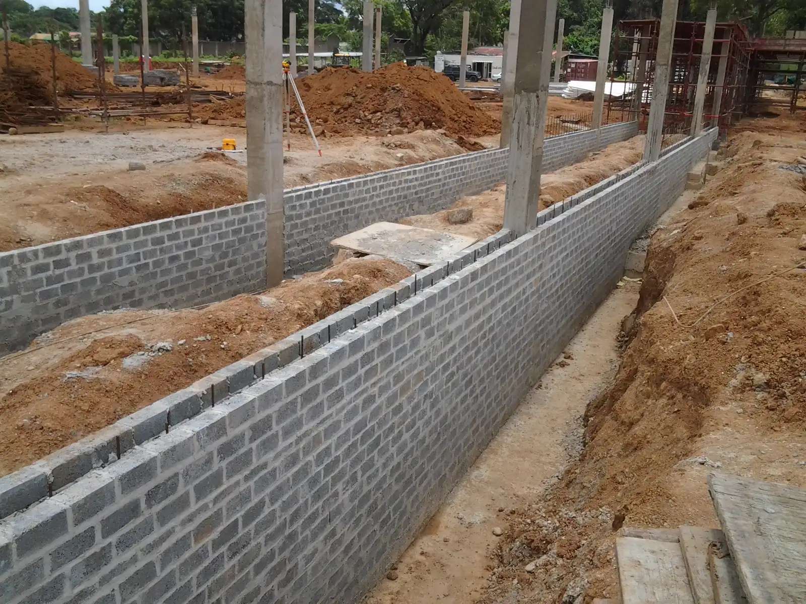 Long runs of MK Production foundation blockwork at Mukuba Mall