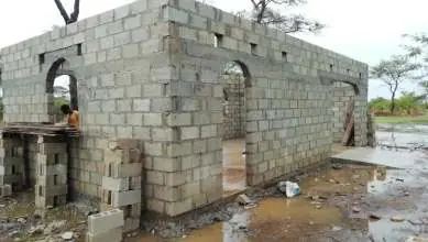Blockwork storage building under construction